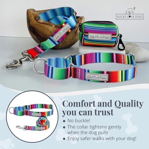 Lucky Love Dog Martingale Collar & Leash Set Cute – Nacho Color and, Small