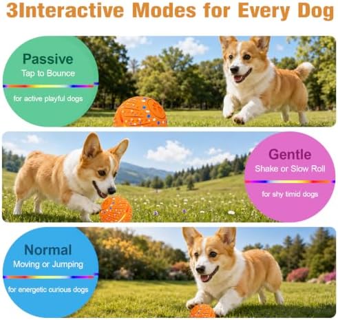 Remote-Controlled Interactive Dog Toy Ball, 3 Play Modes with Barking Sounds & LEDs, Automatic Rolling E-TPU Soft Toy with Tug Rope for Small, Medium, and Large Dogs Boredom