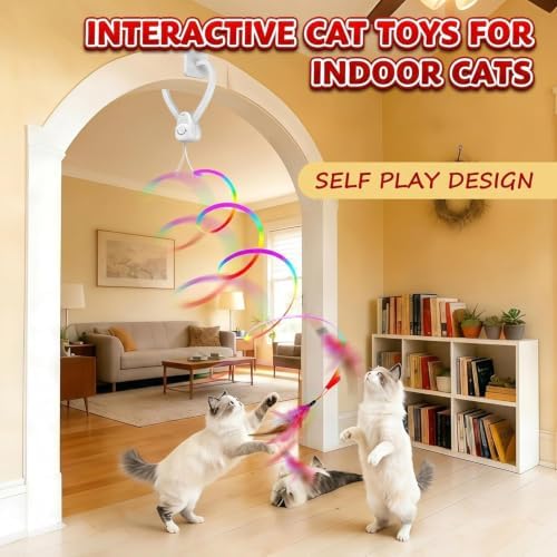 Interactive Automatic Cat Toy, 360° Rotating Feather Wand