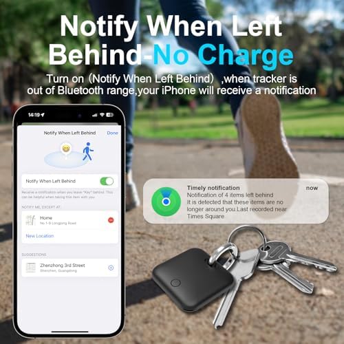 Smart Tracker Tags-2 Pack(iOS Only) Compatible with Apple with 1 Battery,Replaceable Battery,Bluetooth Luggage Smart GPS Tag Works with Apple Find My APP,Item Finders for Dog/Key/Luggage