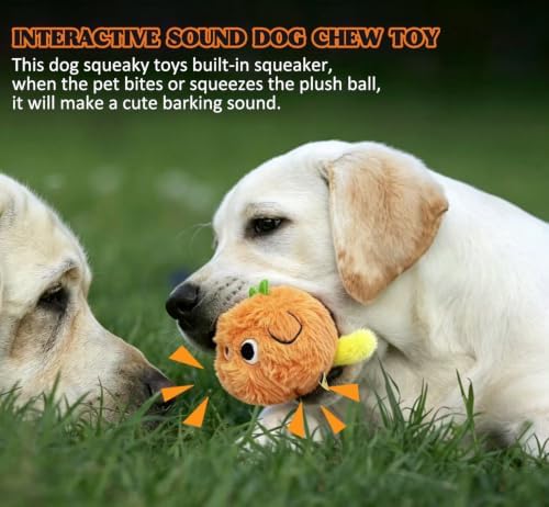 Squeaky Plush Ball Dog Toys for Small Medium Dogs, 3'' Soft Fuzz Ball