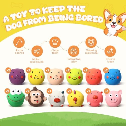 20 Pack Latex Dog Squeaky Toys Soft Squeak Balls for Pets