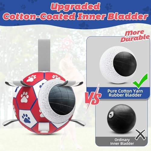 Diman Dog Balls with Straps, 7 Inch Dog Soccer Ball, Herding Ball for Dogs