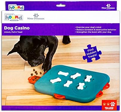 Outward Hound Nina Ottosson Dog Casino Dog Toy Treat Puzzle, 14" | Level 3 Advanced, 6 Hidden Treat Compartments, Holds 1-1/2 Cups, Wet or Dry Food, Interactive Enrichment, Dogs & Puppies