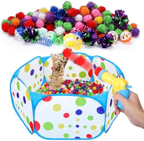 219PCS Cat Ball Pit with Balls, Interactive Toy for Indoor Bored Cats
