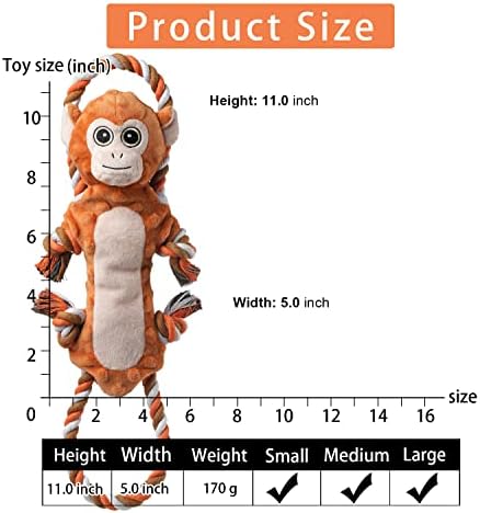 Sedioso Dog Tug Toys, Stuffed Animal Dog Chew Toy, Cute Puppy Squeaky Dogs Plush Toys with Crinkle Paper for Small, Middle, Large Breed