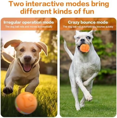 Interactive Dog Toys Ball, Automatic Rolling Toy, Lively pet Ball for Medium/Large Dogs to Relieve Boredom, Activated Automatic Motion Dog Balls Toy with LED Flash, USB Rechargeable