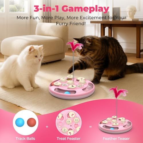 6 Pack Cat Feather Teaser Replacement Refills, Compatible with 3 in 1 Cat Puzzle Toys, Interactive Cat Toy Accessories for Indoor Cats Mental Stimulation & Boredom Relief