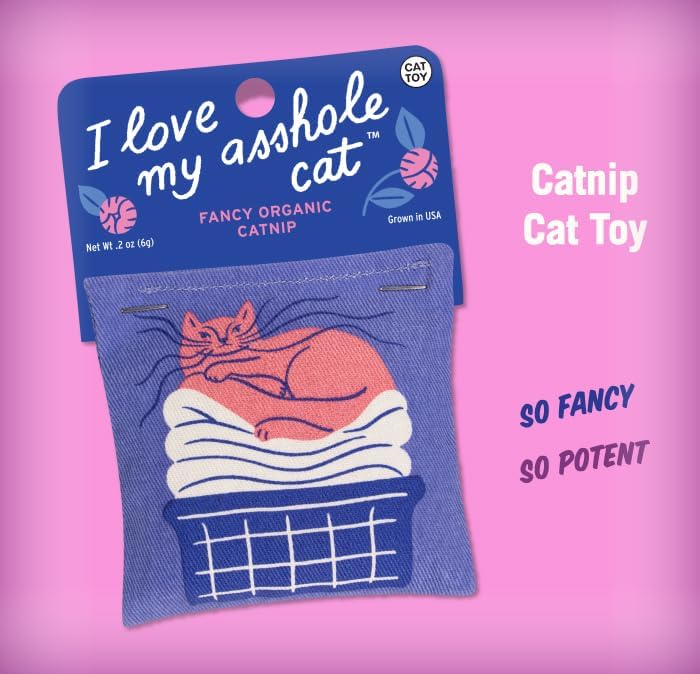 Blue Q Catnip - Cute Cat Toys for Biting w/Funny Graphics - I Love My Cat