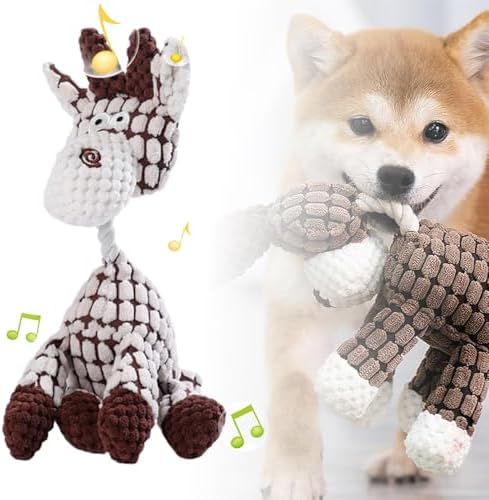 2026 New Dog Toys, Indestructible Plush Dog Toy for Aggressive Chewers, Interactive Squeaky Soft Puppy Chew Toy, Durable Teething Toys for Small Medium Large Dogs (White)