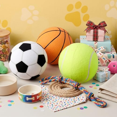 Vinsot 3 Pack 9.5" Large Dog Toy Balls Set Interactive Pet Toys Dog Toy Sports Balls Chew Oversize Felt Training Fetch Ball for Small Medium Large Dogs Outdoor Play