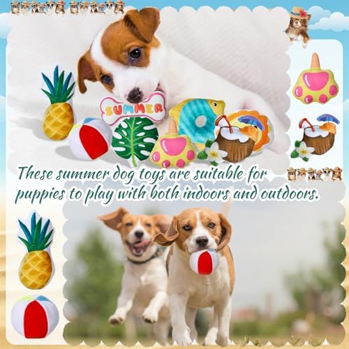 Soulchen 80 Pcs Summer Dog Toys Set Puppy Squeaky Toys Bulk Cute Stuffed Plush Dogs Chew for Small Medium Pet with Squeakers for Fun & Teething Birthday Gifts Party Party
