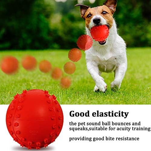 Frienda Squeaky Dog Toy Ball Reliable Rubber Squeaker Fun Interactive Puppy Chew Toys Beach Outdoor Dog Ball for Large and Small Pet(Tennis Shape)