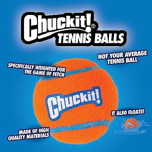 Chuckit! Dog Tennis Ball Dog Toy, (2.5 Inch Diameter) for Dogs 20-60 lbs, Medium (Pack of 48)