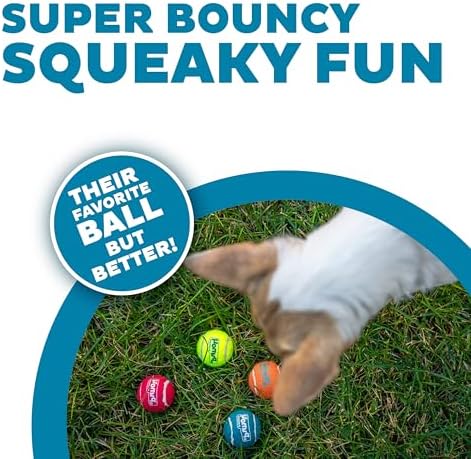 Outward Hound Squeaker Ballz – Squeaky Tiny Tennis Balls for Small Dogs Under 15 lbs, Fetch & Training, X-Small (1.5"), 4-Pack