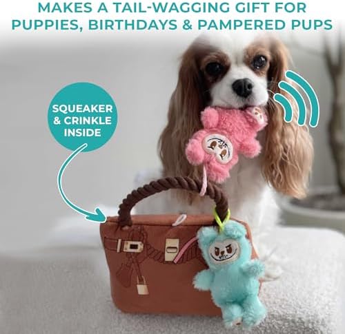 Haute Diggity Dog Labowwow Handbag Plush Dog Toy, Designer Parody Chew Toys