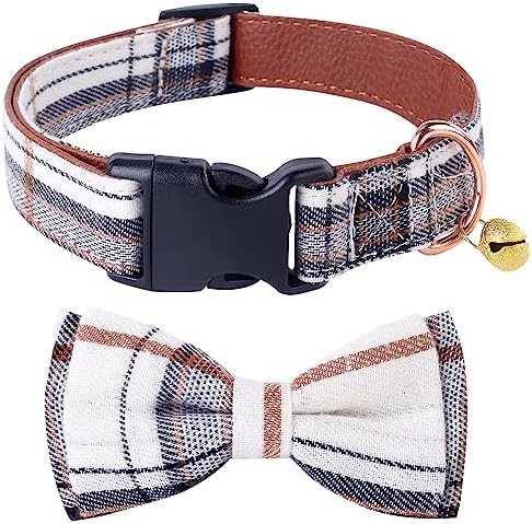 Yizepet Dog Collar with Bow Tie- Adjustable pet Collar for Dogs with Plastic Buckle Collar, Stylish Pattern for Small Medium or Large Boy and Girl Dog and Cat