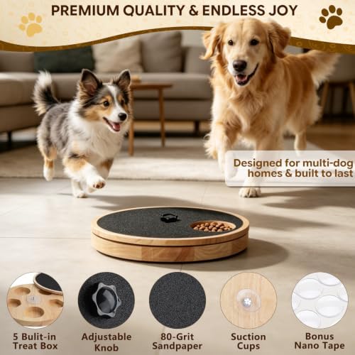 Dog Nail Scratch Board with Treat Box, Adjustable Resistance Scratch Pad for Dogs with Suction Cup & Nano Tape, Dog Nail File Board for Stress-Free Claw Care & Slow Feeder for All Breeds - Black