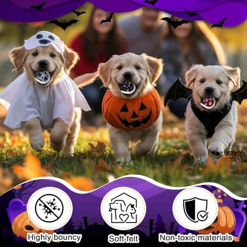 Sosation 60 Pack Halloween Squeaky Tennis Balls for Dogs, Dog Balls 2.0" Interactive Fetch Toy Non-Toxic Durable Outdoor Small Puppy Chew Toys for Teething Training Exercise Playing Throwing