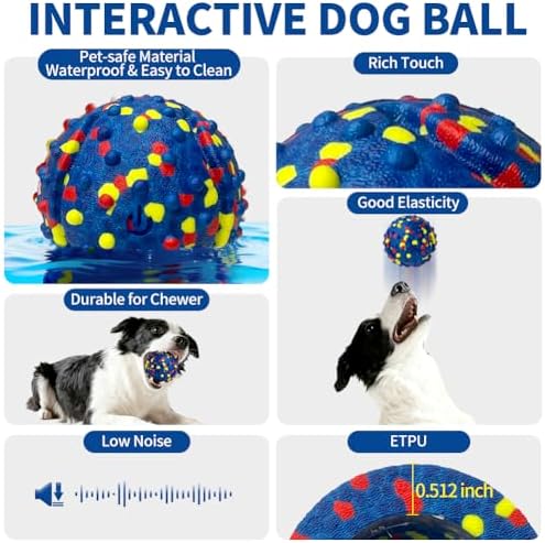 Rechargeable Interactive Dog Toys, Automatic Moving and Rolling Ball for Dogs, Stimulate & Exercise Your Dog Indoors/Outdoors, Chew Resistant for Small/Medium/Large Breeds to Keep Them Busy