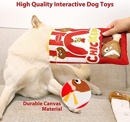 Gigwi Interactive Dog Puzzle Toys, Enrichment Snuffle Dog Toys for Boredom and Stimulating, 4 Packs Crinkle Dog Squeaky Toy for Small, Medium and Large Dogs
