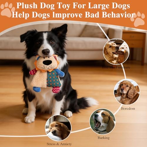 Dog Squeaky Crinkle Plush Lion Toys for Chewers