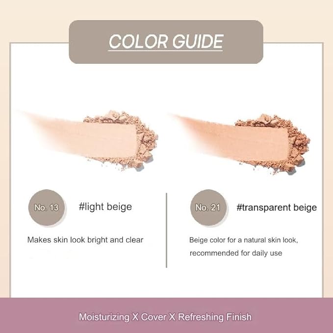 Enough Rich Gold Two Way Cake SPF50, Korean Makeup Setting Powder Foundation, Tattoo Cover Up, Sunscreen for Face, Loose Powder Makeup - Refill Including (#21 Transparent Beige, 0.39 oz)