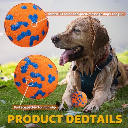 Dog Balls, Indestructible Dog Toy Ball for Aggressive Chewers, Durable High Elasticity Interactive Ball for Training Dog Catch and Fetch, Large Medium Small Dog and Puppies(Orange, 2.5in, 1pcs)