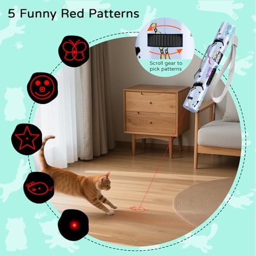 TBTeek Cat Toy, Rechargeable, Battery Screen, Cute Fun Creative Body | 7 Adjustable Patterns for Fun Chase Play Exercise Interactive Kitten Pet Dog Chase Toy