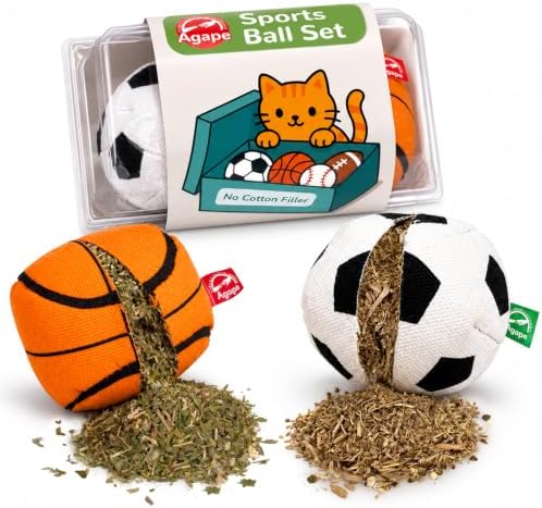 Agape Organic Catnip & Silvervine Filled Cat Toy Balls with Bell Sound
