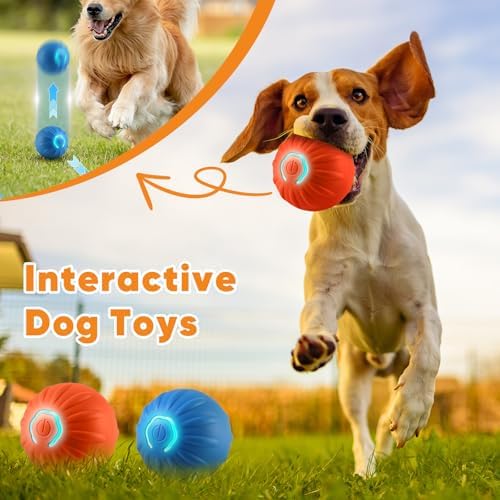 2PCS Shaky Ball Toy for Dogs, Vibrating Dog Ball, USB Rechargeable, Interactive, Automatic Moving, Bouncing, Perfect for Small, Medium, Large Dogs (Small, Striped)