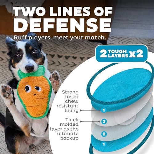 Outward Hound Tough Skinz Durable Chew Plush Squeaky Dog Toy, Carrot, 9.8"