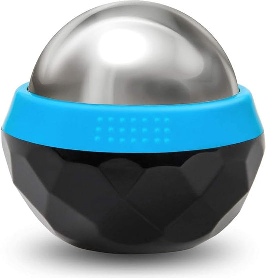 Coolrunner Cold Massage Roller Ball, Cryosphere Cold Massage Ball- Heat Therapy & Cold Therapy Relief with Cold Gel Core- Helps with Muscles Recovery and Inflammation for Shoulders, Neck (Black Blue)
