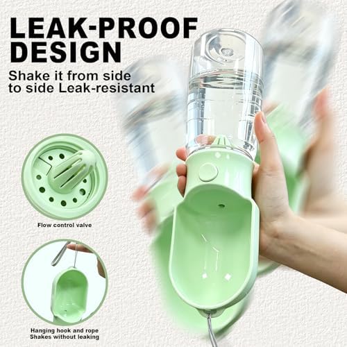 Green Large Portable Dog Water Bottle with Food Container