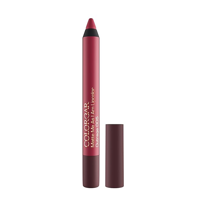 Colorbar Matte Me As I Am Lipcolor - Matte Lipstick - Enriched with Cornstarch, Rice Starch, and Silica - Waterproof Proof - 005 Outrage - 0.09 oz