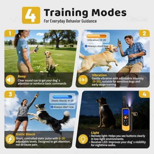 Waterproof Dog Training Collar with Remote, 3 Modes, 3300FT