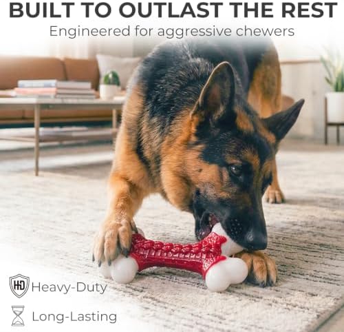 Kseroo Tough Dog Chew Toy for Aggressive Chewers 20-90lbs, Beef Flavor