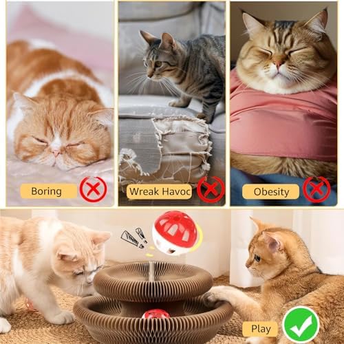 SREBAY Cat Toy Interactive, Accordion Kitty Wheel Exerciser