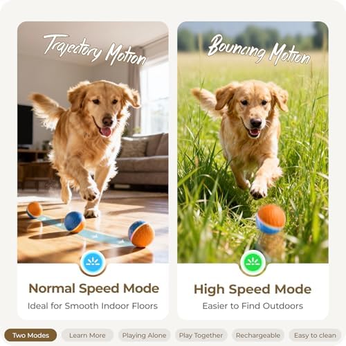 Interactive Dog Toys: Shaky Dog Ball with LED Lights, Automatic Moving Dog Toys for Aggressive Chewers, Dog Toys for Large Dogs, Vibrating Dog Toy Balls for Large Breed - (3.74 in Diameter)