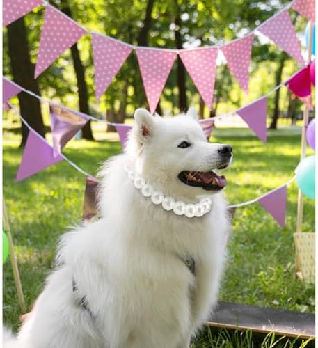 Chunky Pearl Dog Necklace (Beads 20mm),Elegant Classic Super Big Pearl Collar Necklace Accessories for Medium Large Dogs Occasions and Gatherings (White, XL(Neck Girth 18.5''-20''))