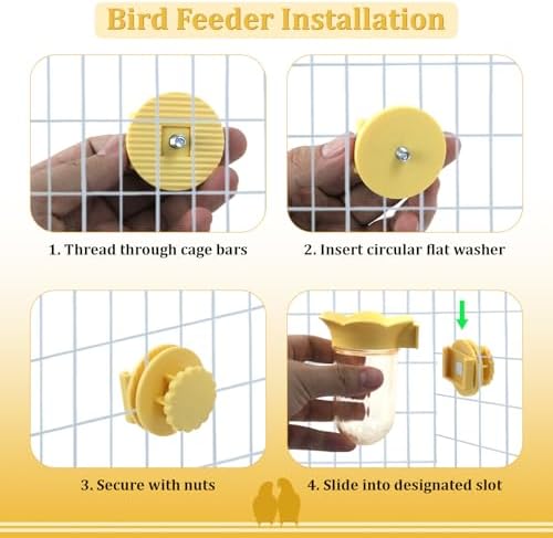 2 PCS Bird Food with Water Storage Design, Hanging Birds Feeder (Yellow)