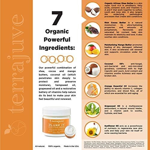 Terrajuve Plump it Eye and Face Anti Aging Moisturizer Cream (2 Oz) plus Dead Sea Mud Treatment (2 Oz) in Organza Bag Pure, Organic, All Natural, Made in USA Gift – Mother's Day Gift for Mom