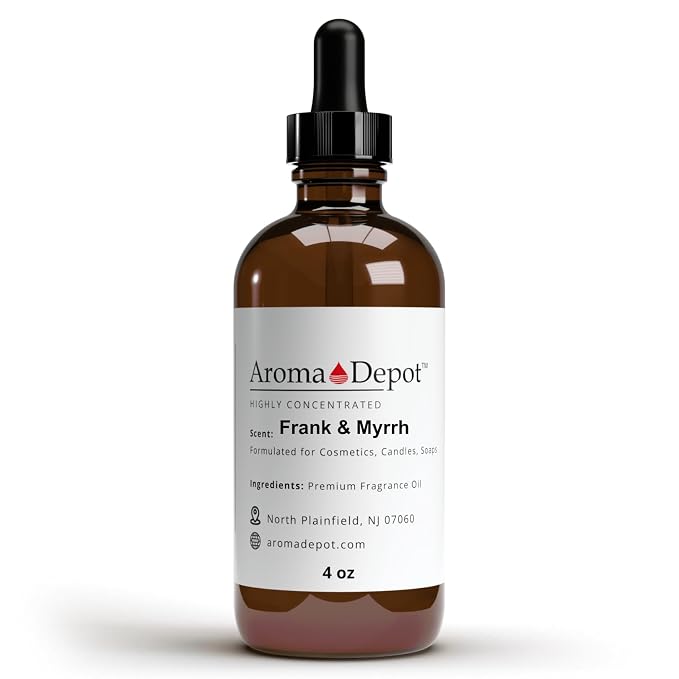 Aroma Depot Frankincense & Myrrh Fragrance Oil 120ml Premium Frank & Myrrh Essential Oil with Dropper for Candle Making, Soap Making & Bath Bombs. Undiluted & Alcohol Free Scented Oil. (4 fl oz.)