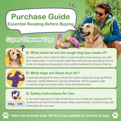 Fuufome Dog Toys for Aggressive Chewers: Dog Chew Toys for Medium Large Dog
