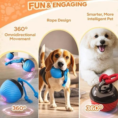 2-Pack Interactive Motion Dog Toys, Automatic Moving Dog Toy Motion Activated, Interactive Bouncing Dog Toys for Small Dogs, Motion Activated Interactive Balls for Dogs to Keep Them Busy, Dog Ball