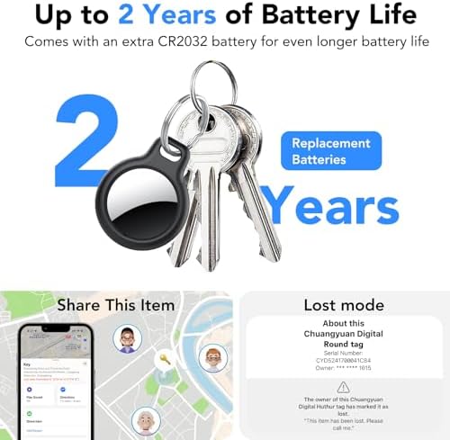 Air Tracker Tags-4 Pack, 2026 New [Apple MFi Certified], Bluetooth Tracker Work with Apple Find My (iOS Only), Replaceable Battery Last 2 Years, IP68 Waterproof Item Finder for Luggage/Key/Suitcase