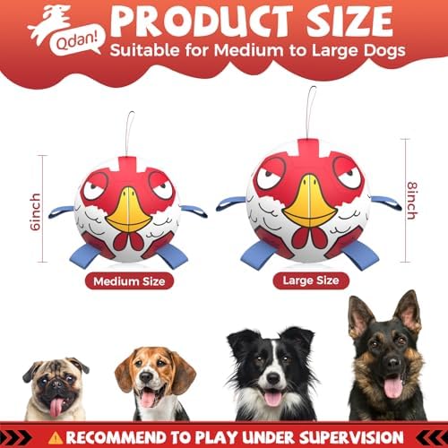 QDAN Large Dog Toys Soccer Ball, 8 Inch Herding Dog Balls for Large Dogs