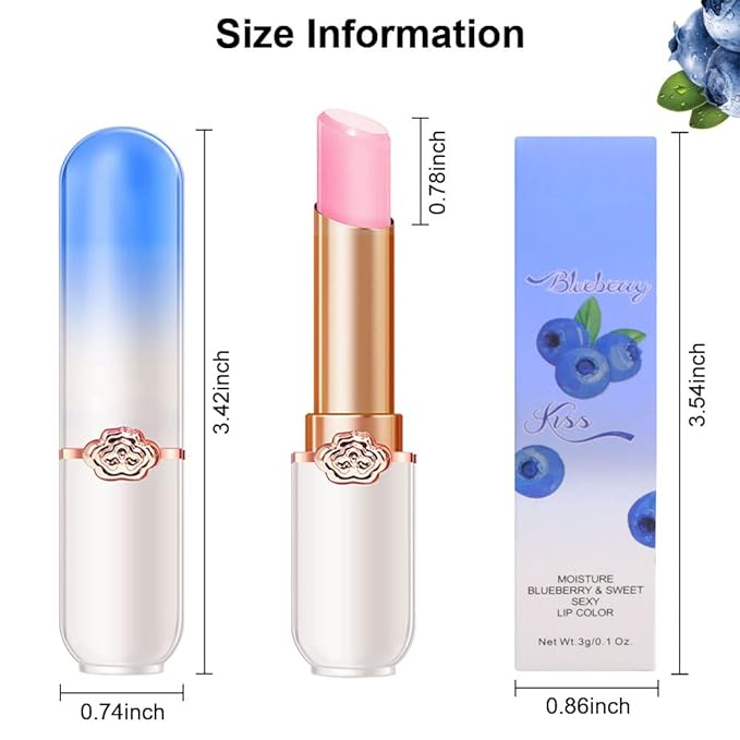 BINGBRUSH 2 Pcs Blueberry Color Changing Lipstick Queen,PH Mood Long Lasting Labiales Lip Gloss Lip Balm Tinted Magic Lip Stain Makeup Lipstick Set for Women