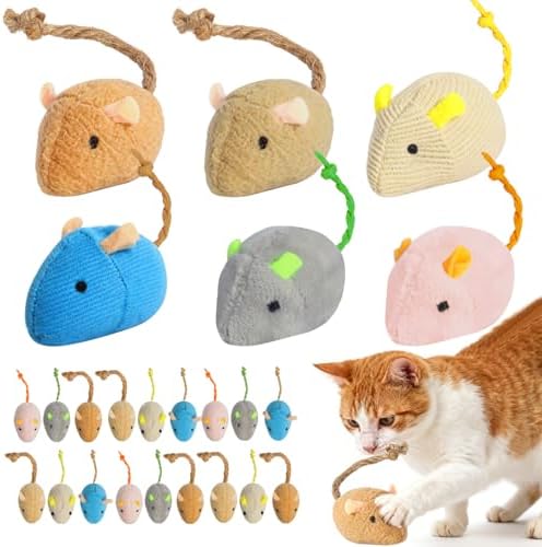 24 Pack 2.36" Colorful Cat Mouse Toy with Catnip for Indoor Cats