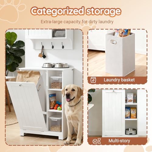Tilt-Out Dog Food Storage Cabinet, Multi Size, White